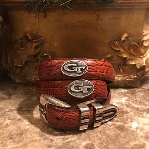 GT GEORGIA TEC MENS LEATHER BELT SNAKE PRINT